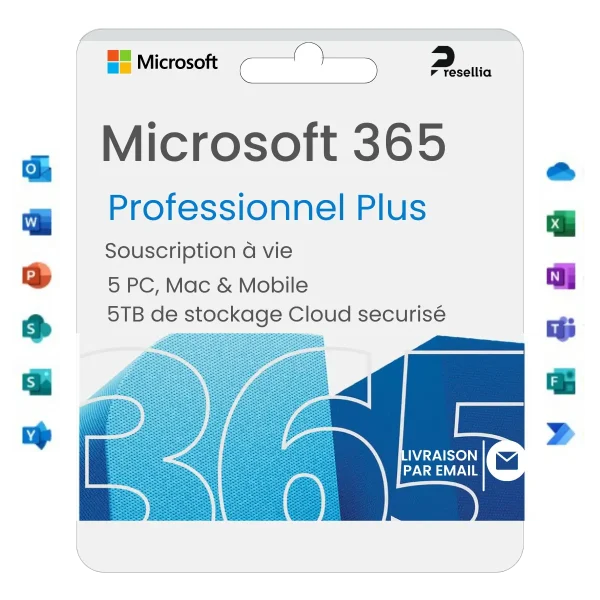 Compte Microsoft 365 (5 appareils, A vie, 5TB OneDrive